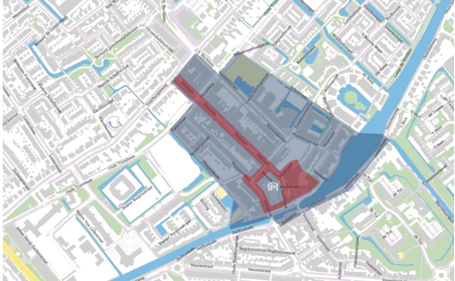 Kaartje uitbreiding blauwe zone Damcentrum